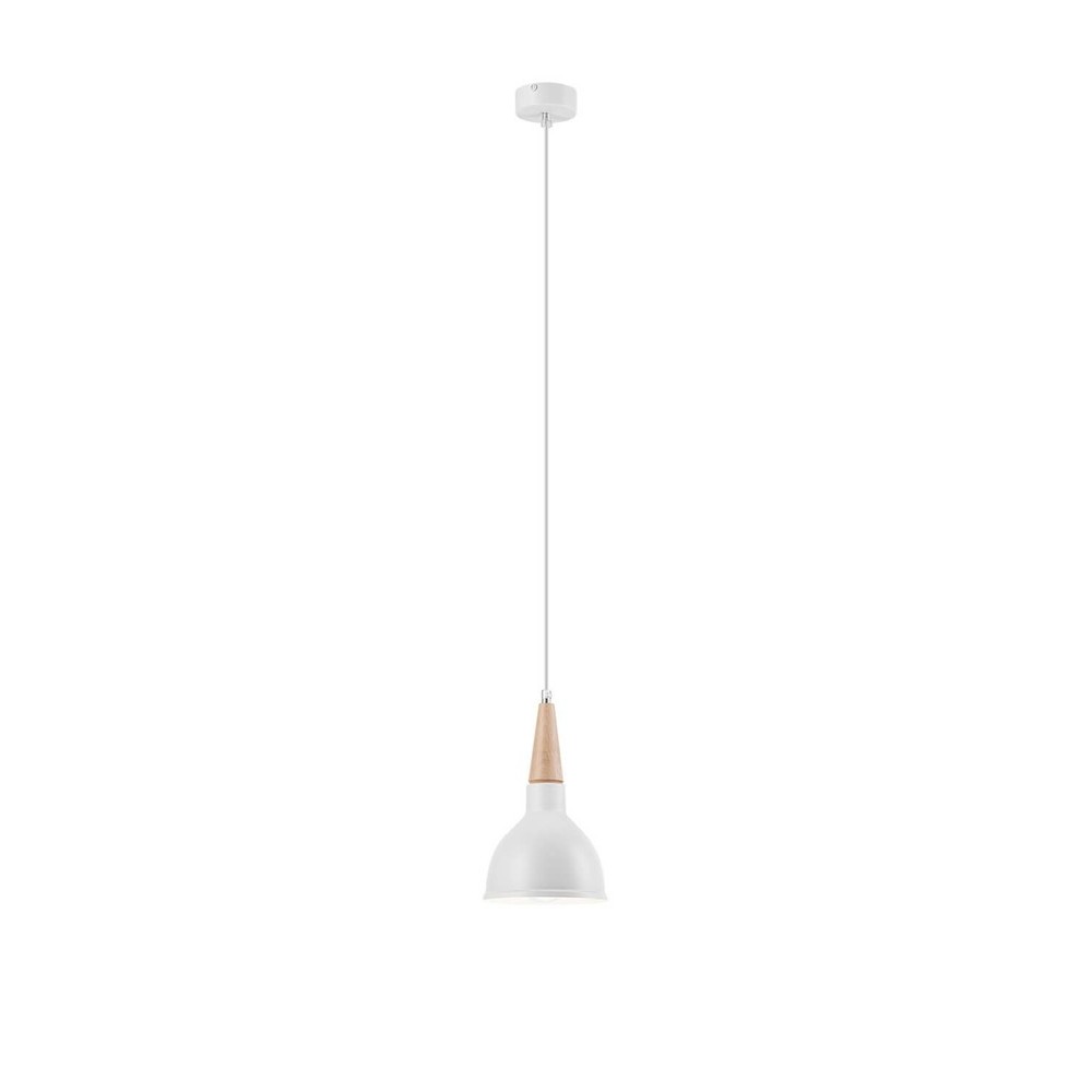 Suspension blanche et bois, 15 cm