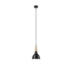 Suspension noire et bois, 15 cm