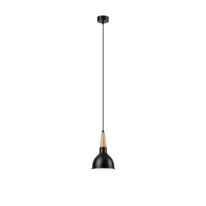 Suspension noire et bois, 15 cm
