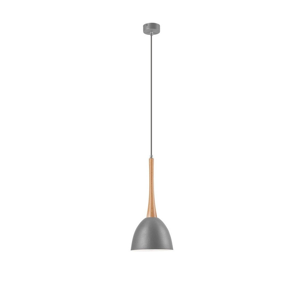 Suspension argentée et bois, 18,5 cm