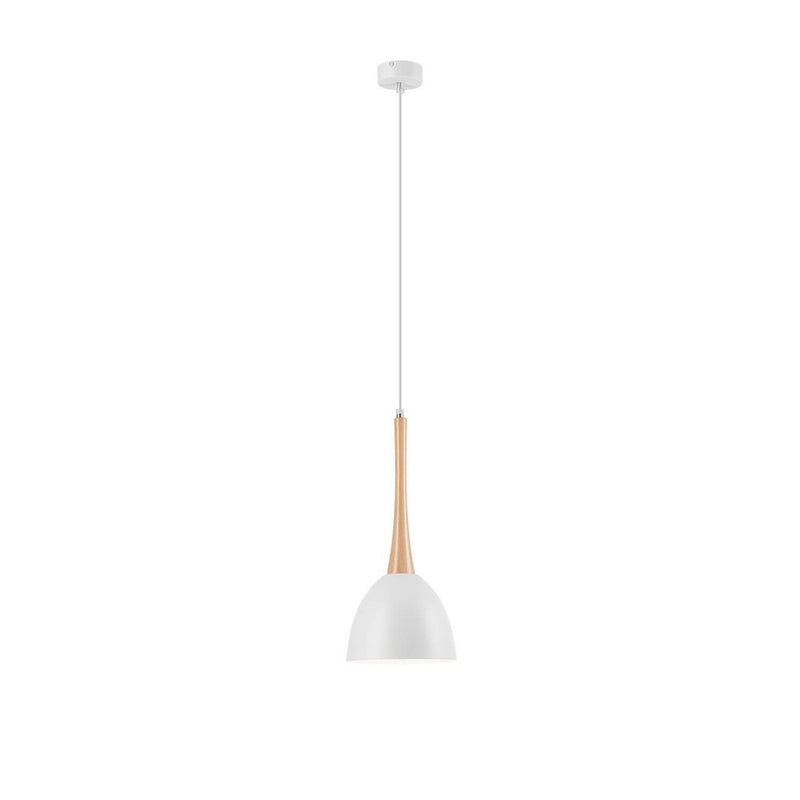 Suspension blanche et bois, 18,5 cm