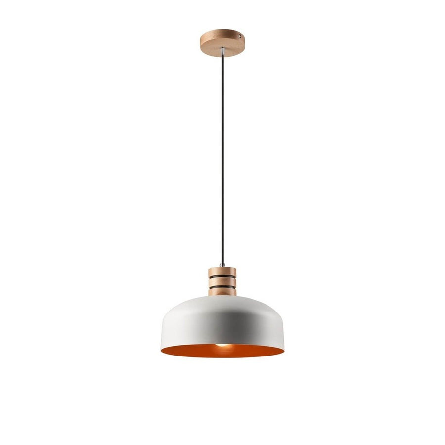 Suspension blanche vue de face avec intérieur orange et câble noir