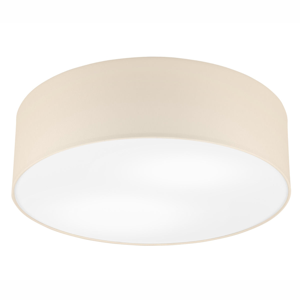 Vue de dessous montrant le diffuseur blanc lumineux du plafonnier.