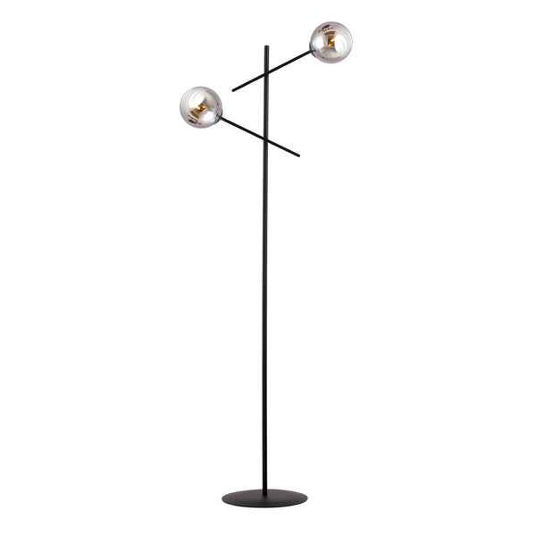 Lampadaire Norrika 2 lumières noir et anthracite, verre