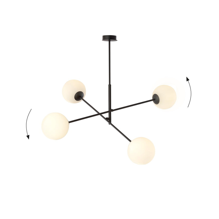 Schéma montrant la rotation des bras du luminaire avec flèches d'inclinaison