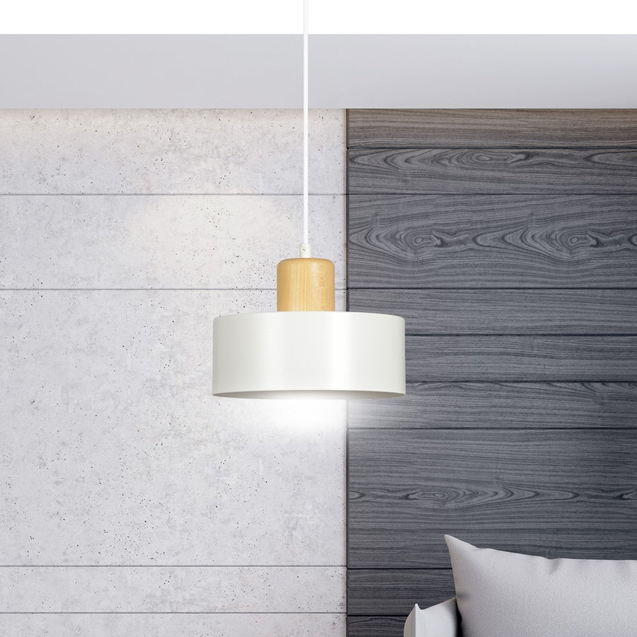 Suspension Bergalo blanche, bois