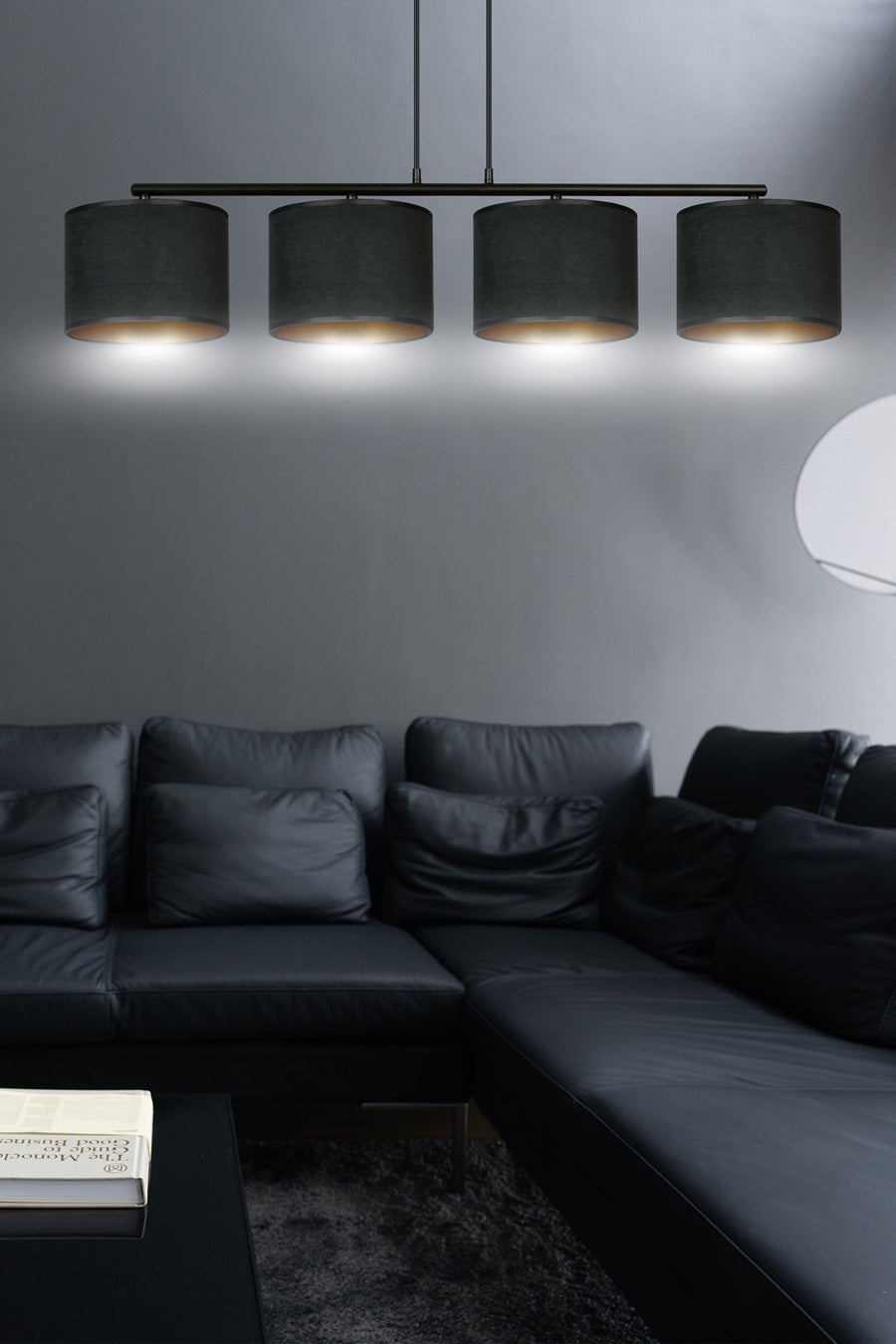 Suspension Lyngar 4 lumières noire, velours