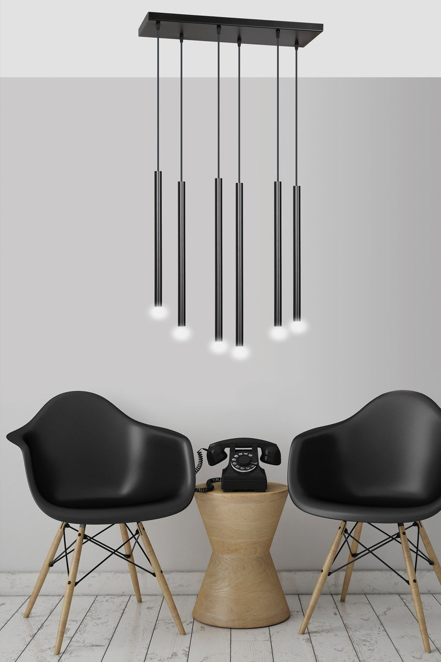 Suspension Tamrisal 6 lumières noire