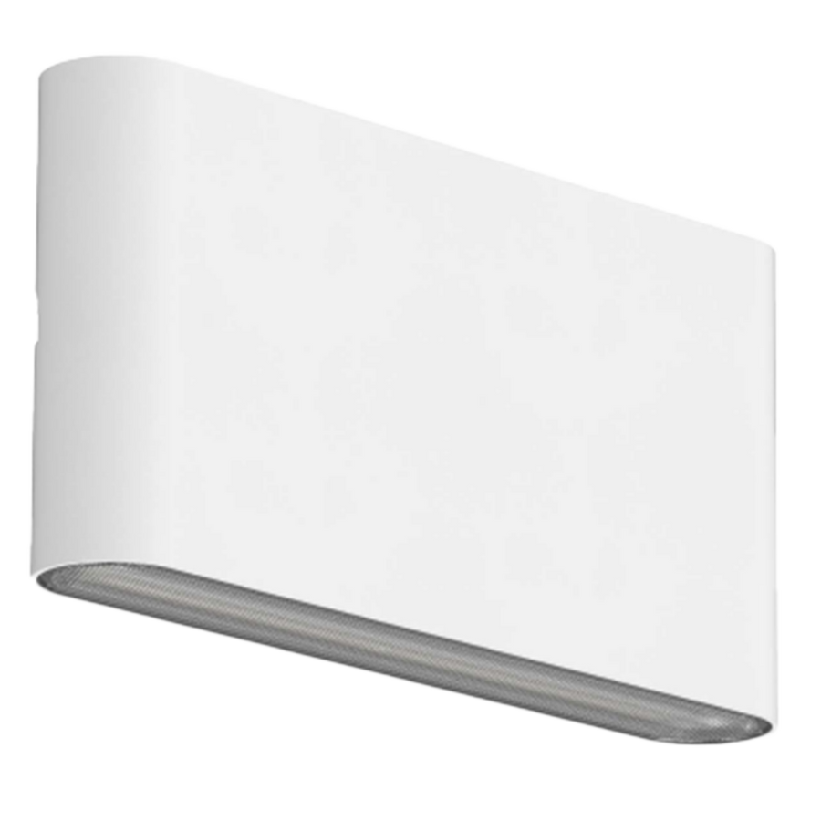 Applique murale blanche de face, silhouette rectangulaire aux angles arrondis