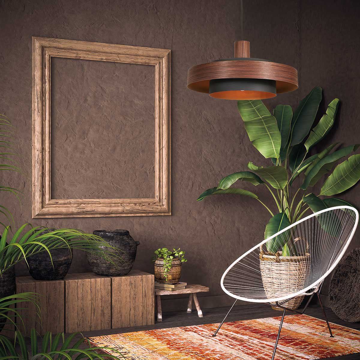 Suspension luminaire Flinter marron