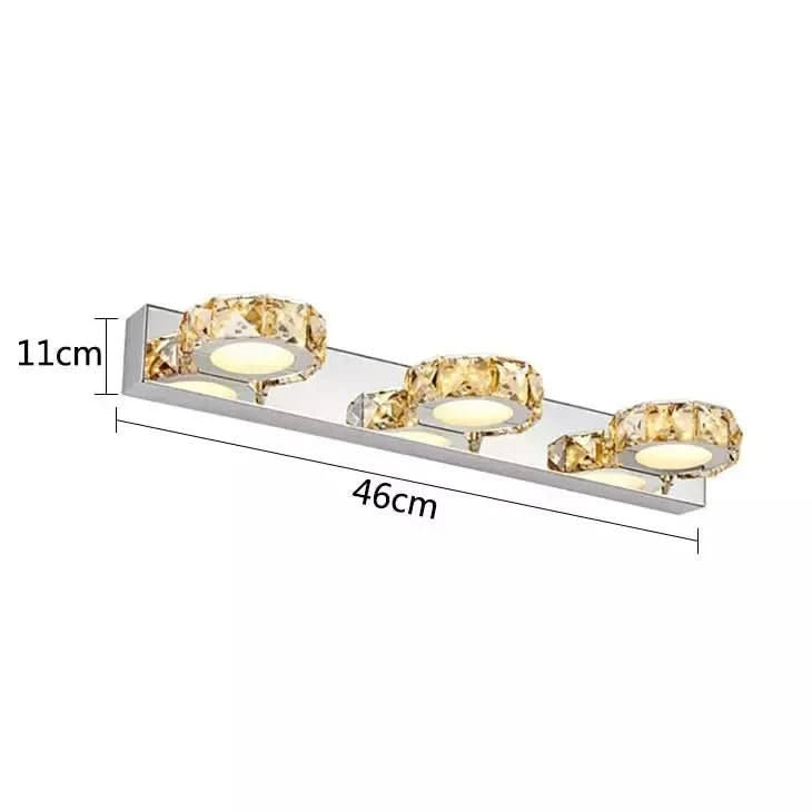 Éclairage Miroir Salle de Bain Moderne | CristalLumière - Designix Applique Murale 3 Lampes | Rond | Ambre Blanc Chaud