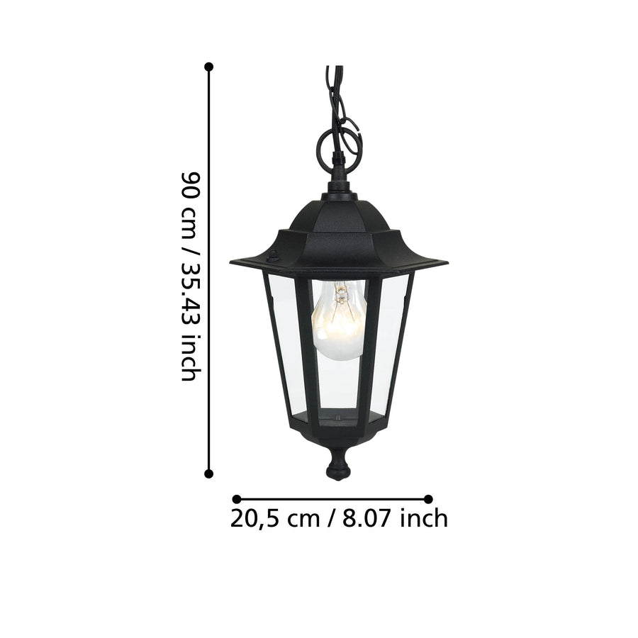 Schéma des dimensions du luminaire : hauteur 90 cm et largeur 20,5 cm