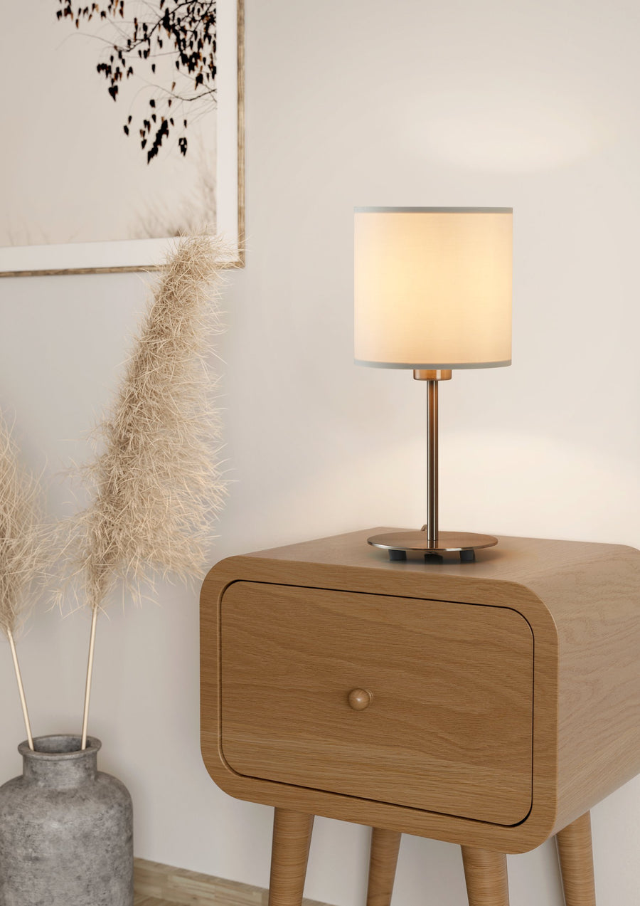 Lampe à poser Pasteri blanche, tissu