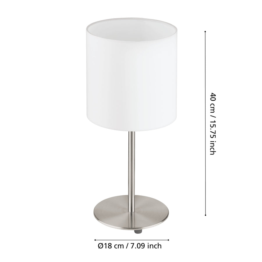 Lampe à poser Pasteri blanche, tissu