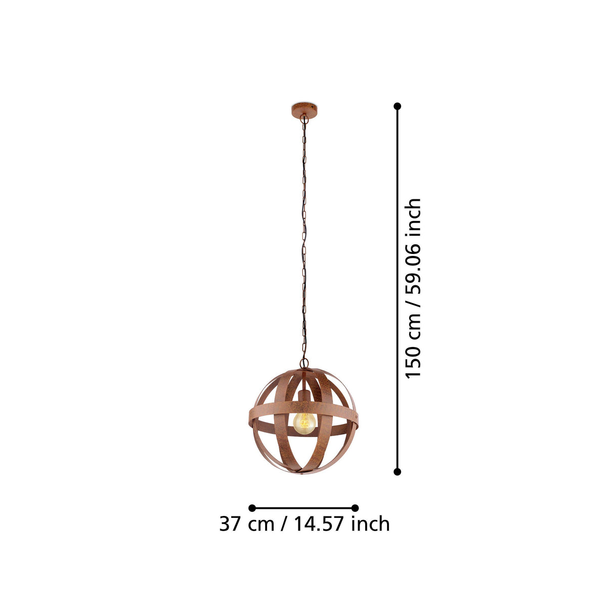 Schéma de dimensions avec hauteur 150 cm et largeur 37 cm