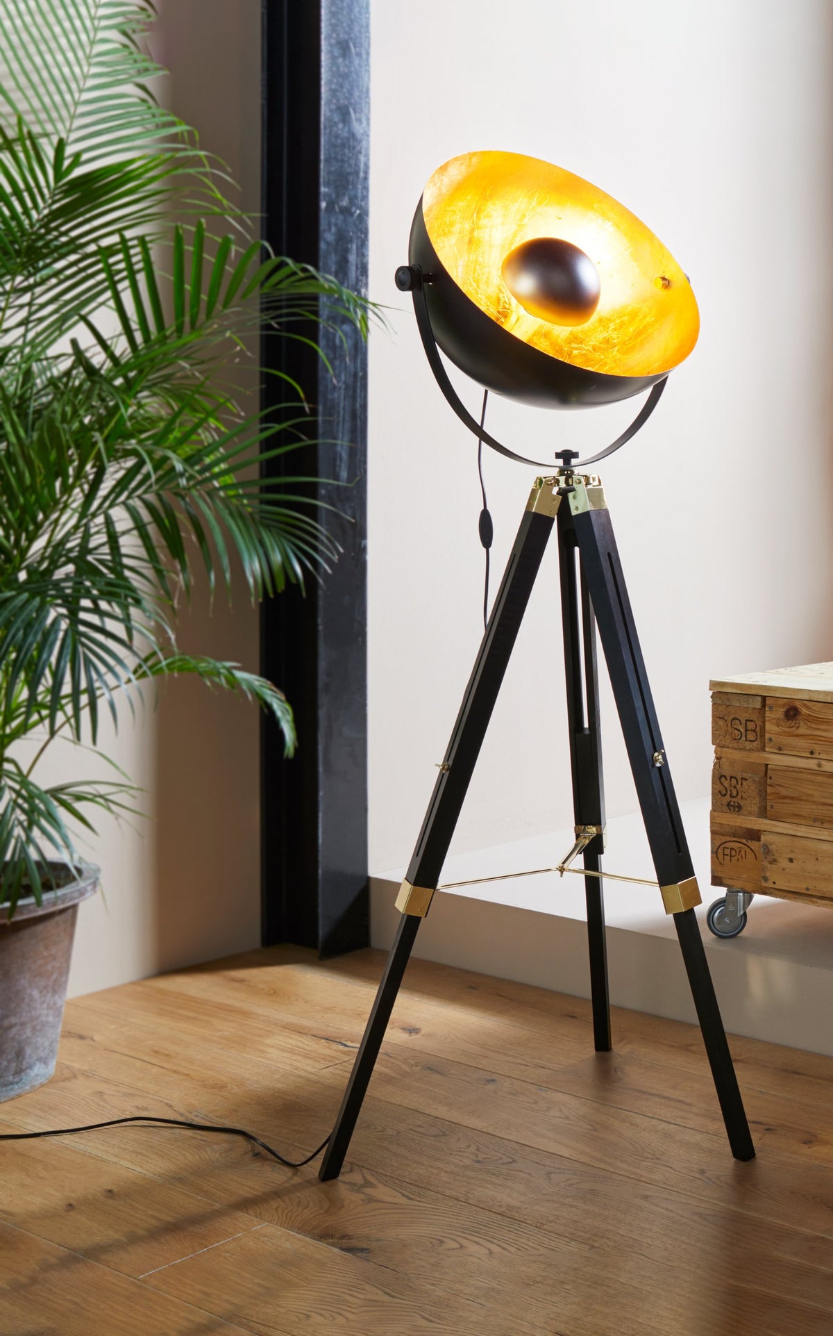 Lampadaire Covaleda noir et laiton