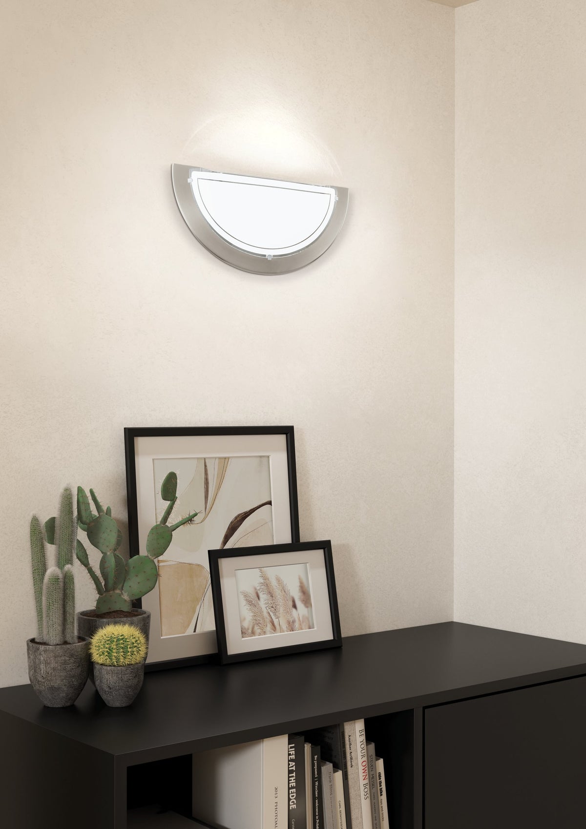 Applique murale Planet 1 nickel et blanche mat, verre