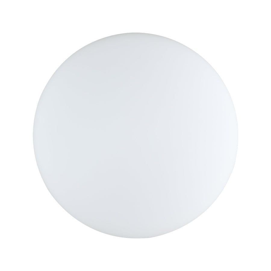 Vue de face parfaitement circulaire du diffuseur blanc du luminaire
