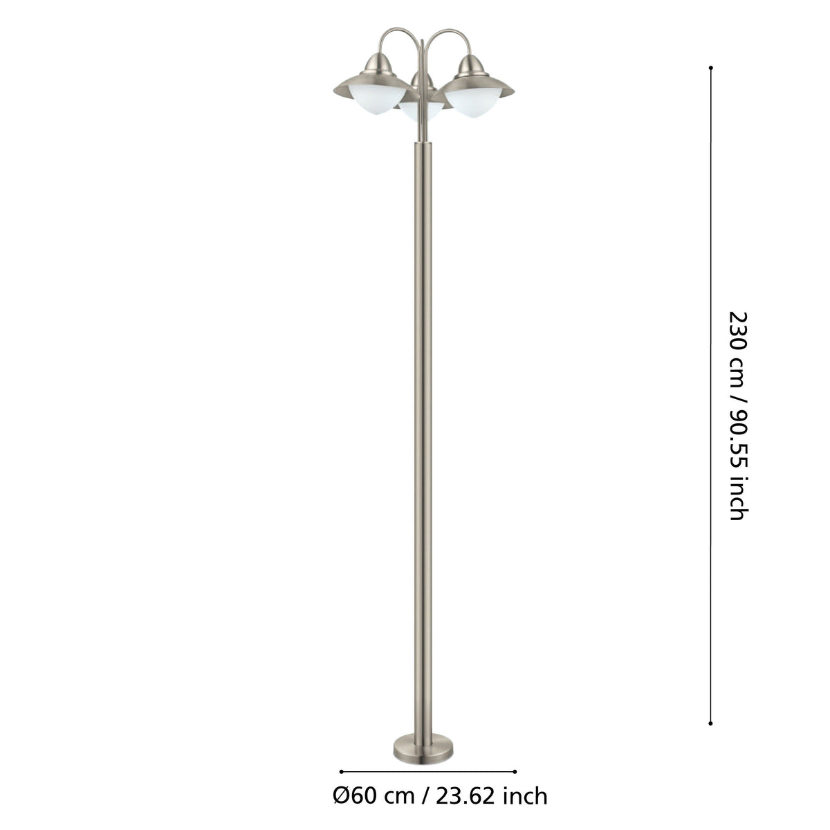 Schéma de dimensions indiquant une hauteur de 230 cm et une largeur de 60 cm