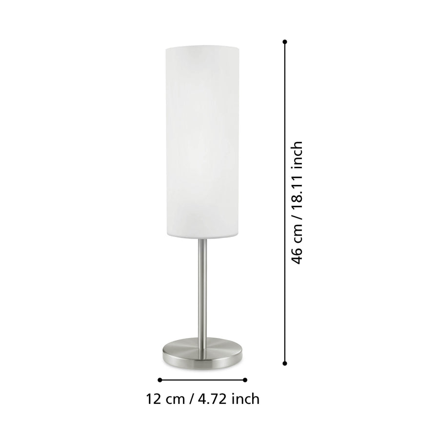 Schéma de dimensions avec 46 cm de hauteur et 12 cm de diamètre