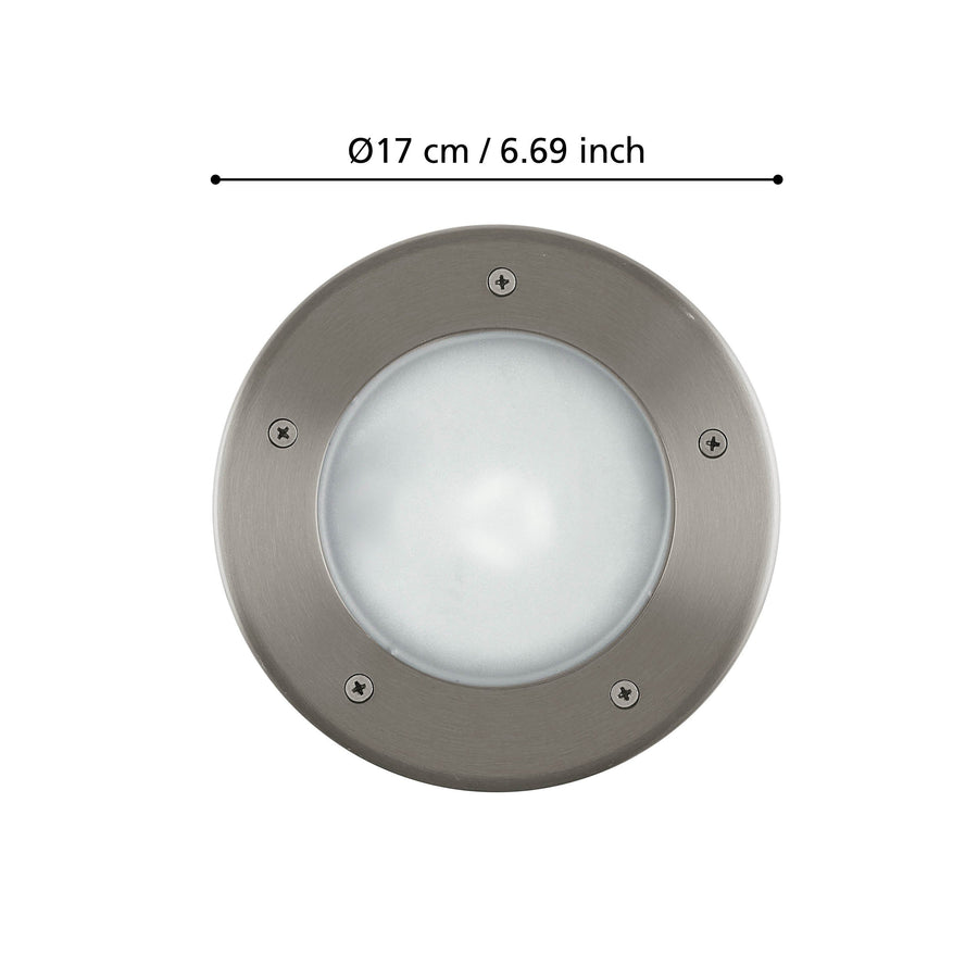 Schéma de dimensions indiquant un diamètre de dix-sept centimètres pour le luminaire.