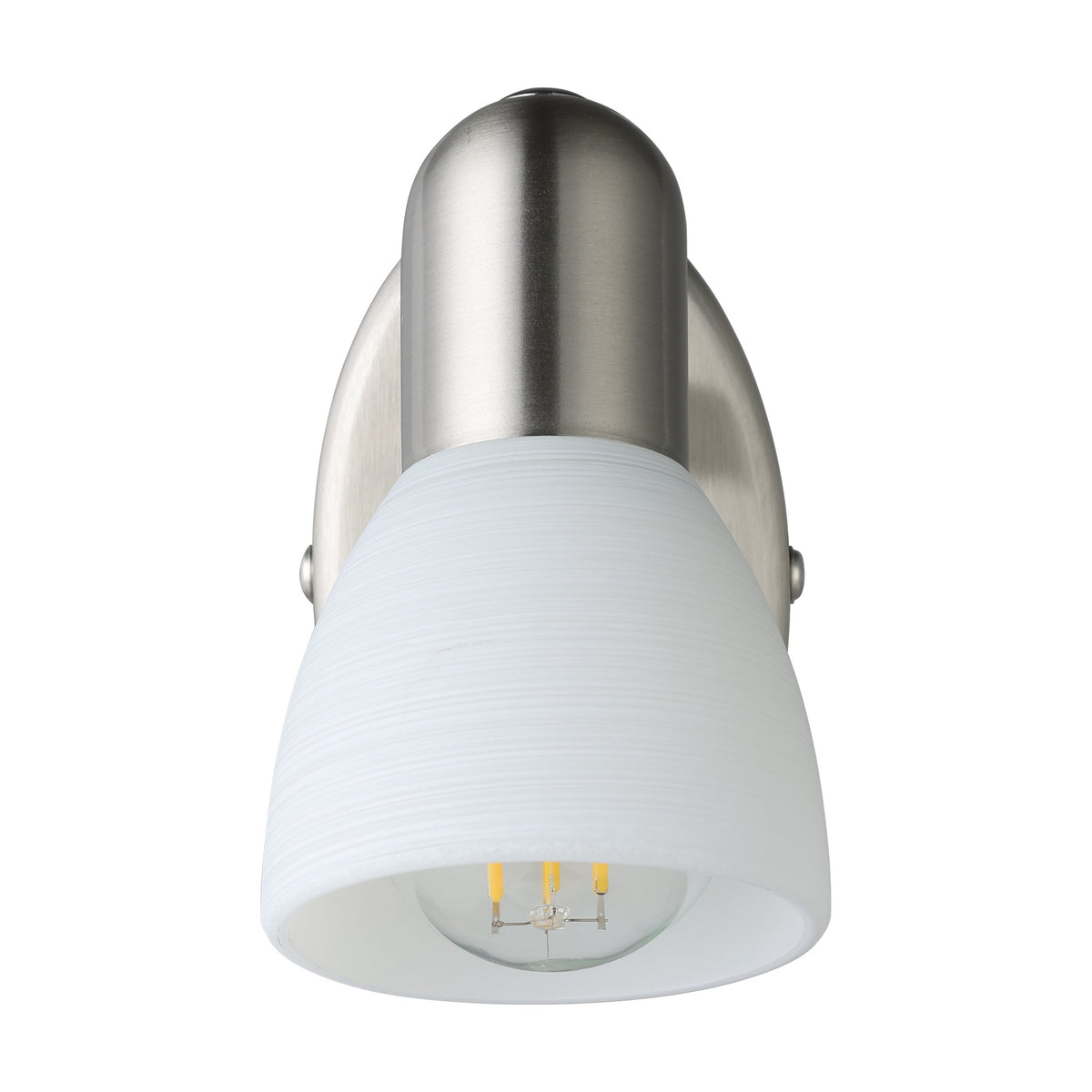 Vue de dessous de l'applique montrant l'abat-jour et l'ampoule LED installée.