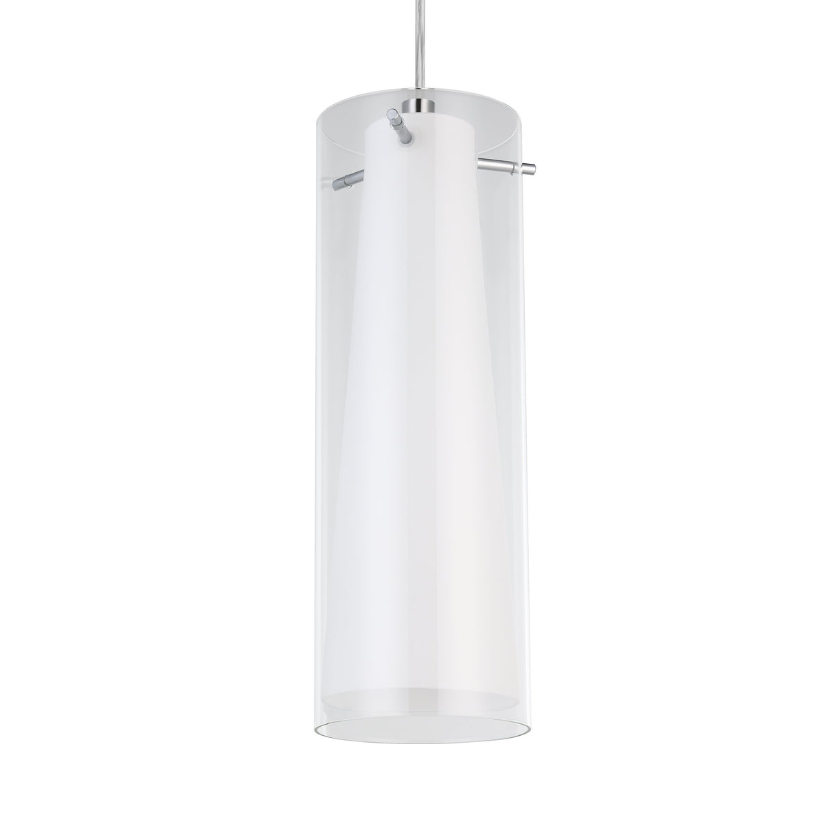 Suspension Pinto chromée, verre, H 110 cm (89834)