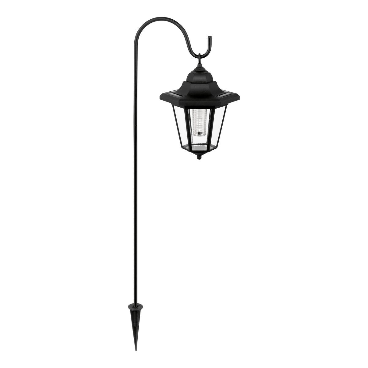 Vue d'ensemble inclinée du lampadaire à piquer noir