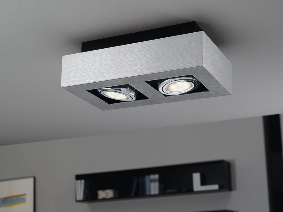 Plafonnier Loke 1 aluminium et noir