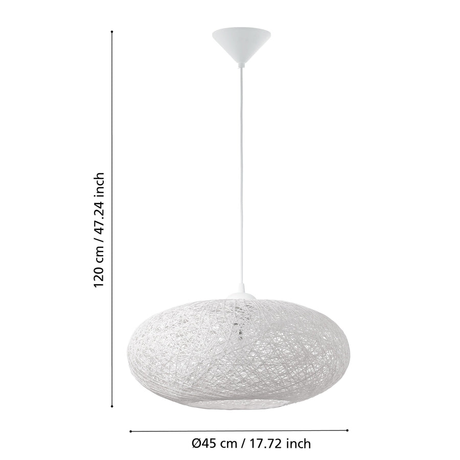Schéma coté indiquant hauteur totale 120 cm et diamètre 45 cm