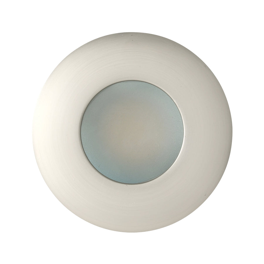 Vue de dos du luminaire blanc avec capot central gris métallisé