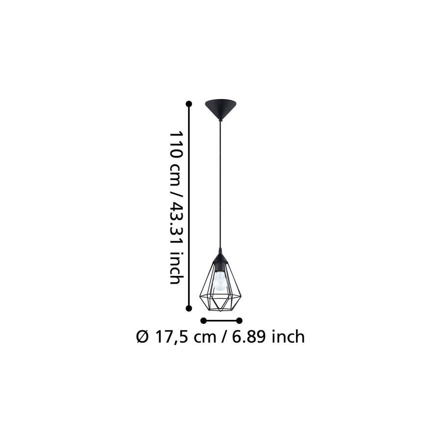 Schéma de dimensions indiquant 110 cm de haut et 17,5 cm de diamètre.