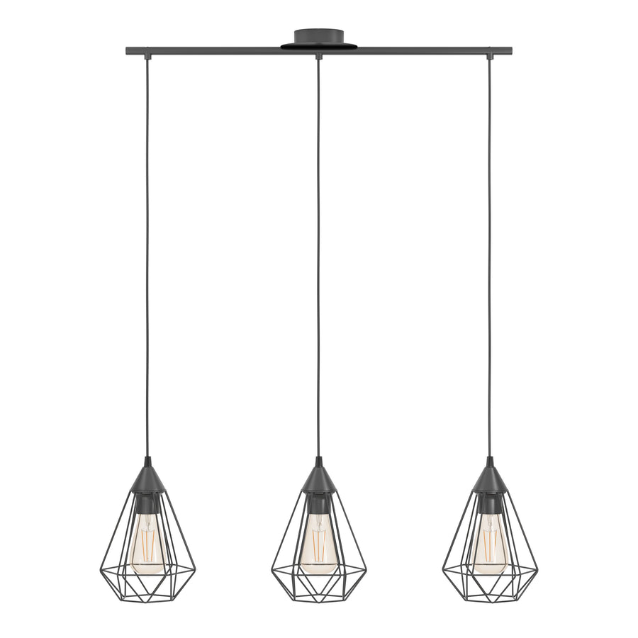Suspension Tarbes 3 lumières noire