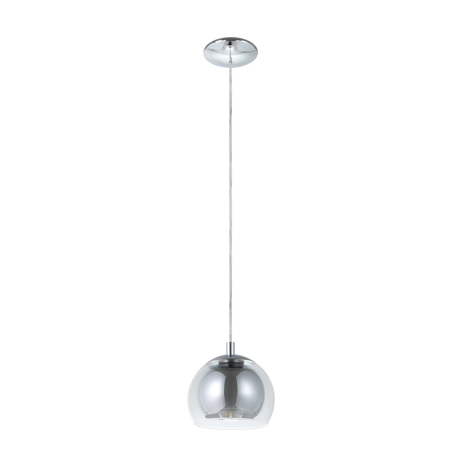 Vue de face avec câble textile tressé et diffuseur verre transparent effet miroir