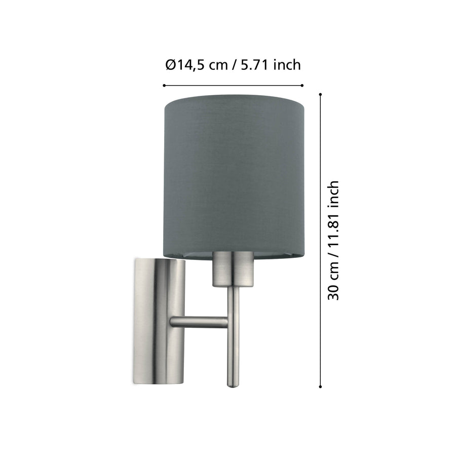 Schéma de dimensions : diamètre 14,5 cm et hauteur totale 30 cm.