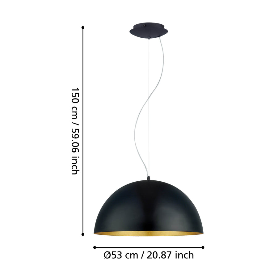Schéma de dimensions indiquant 150 cm de hauteur et 53 cm de diamètre.