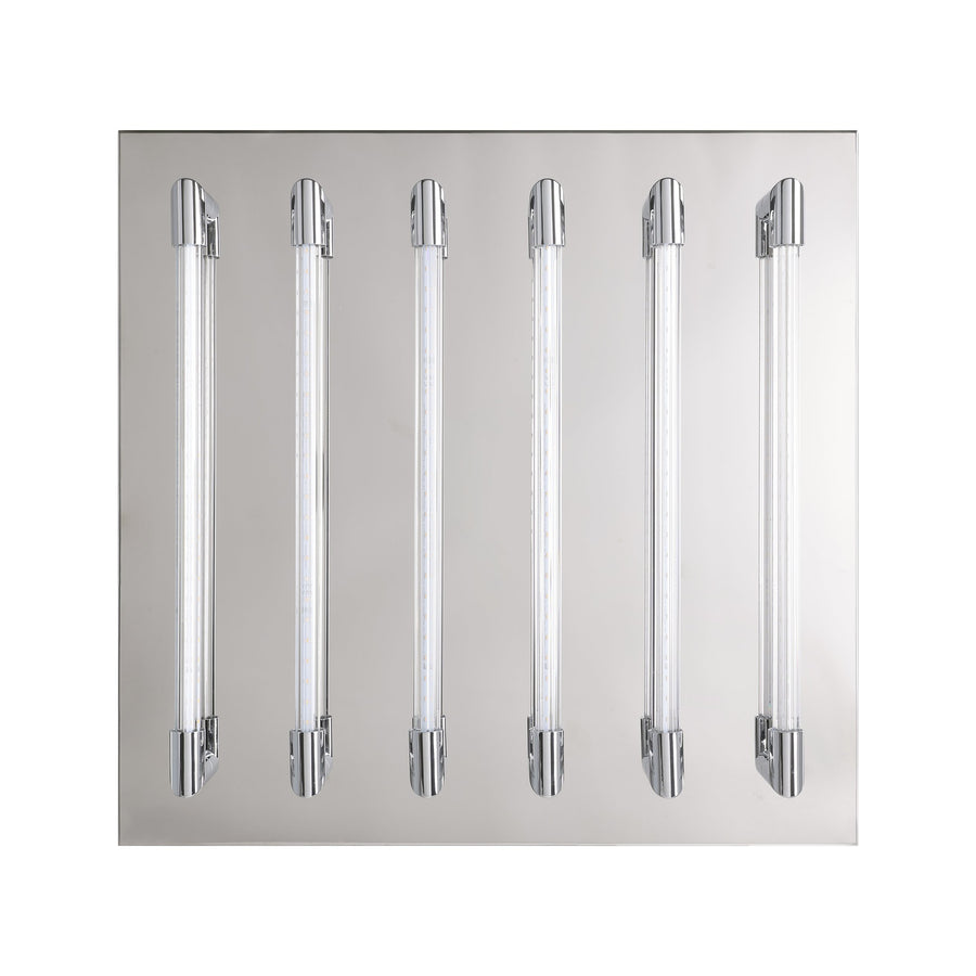 Plafonnier Velarde chromé, verre, L 47 cm