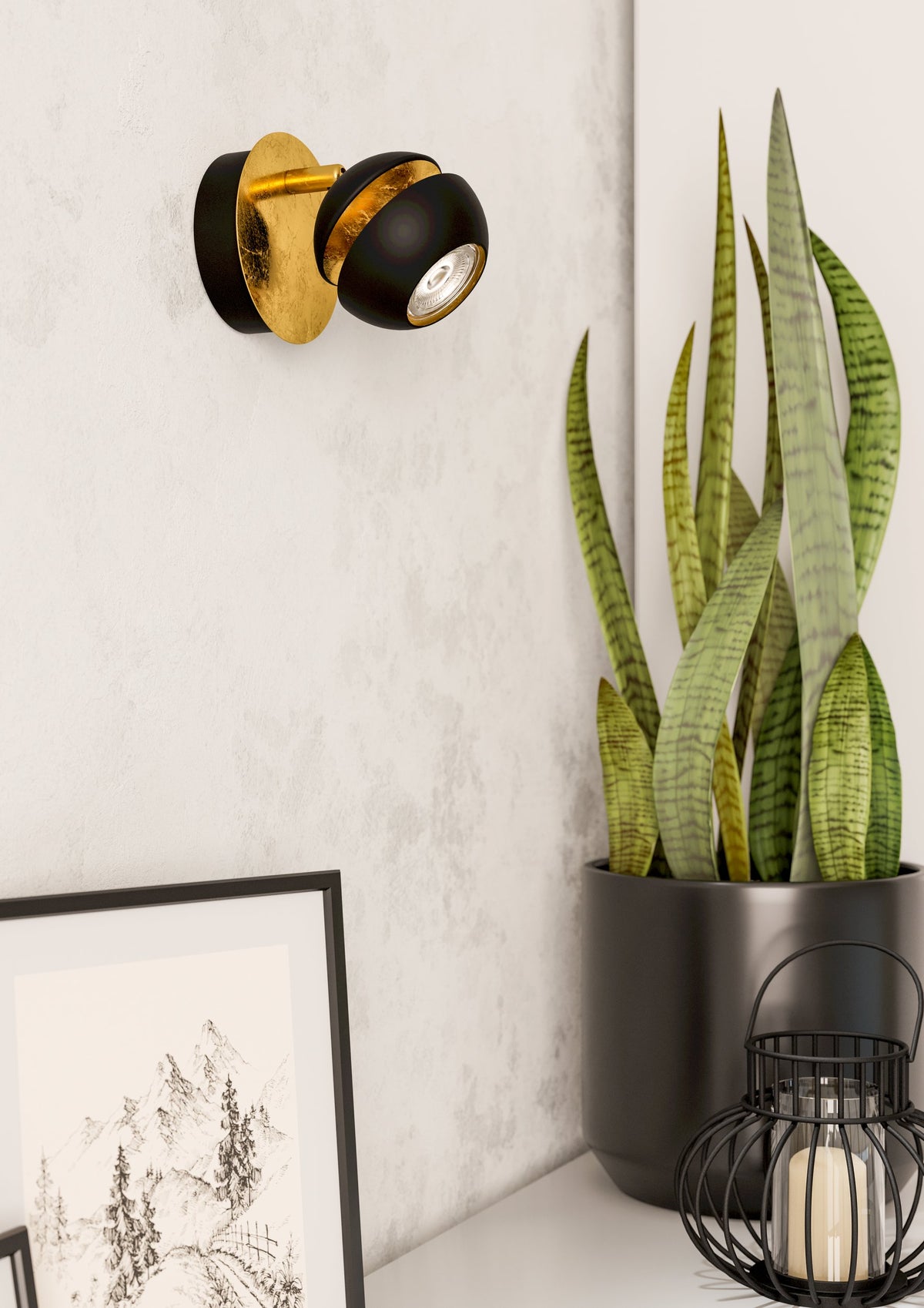 Applique murale Nocito noire et dorée