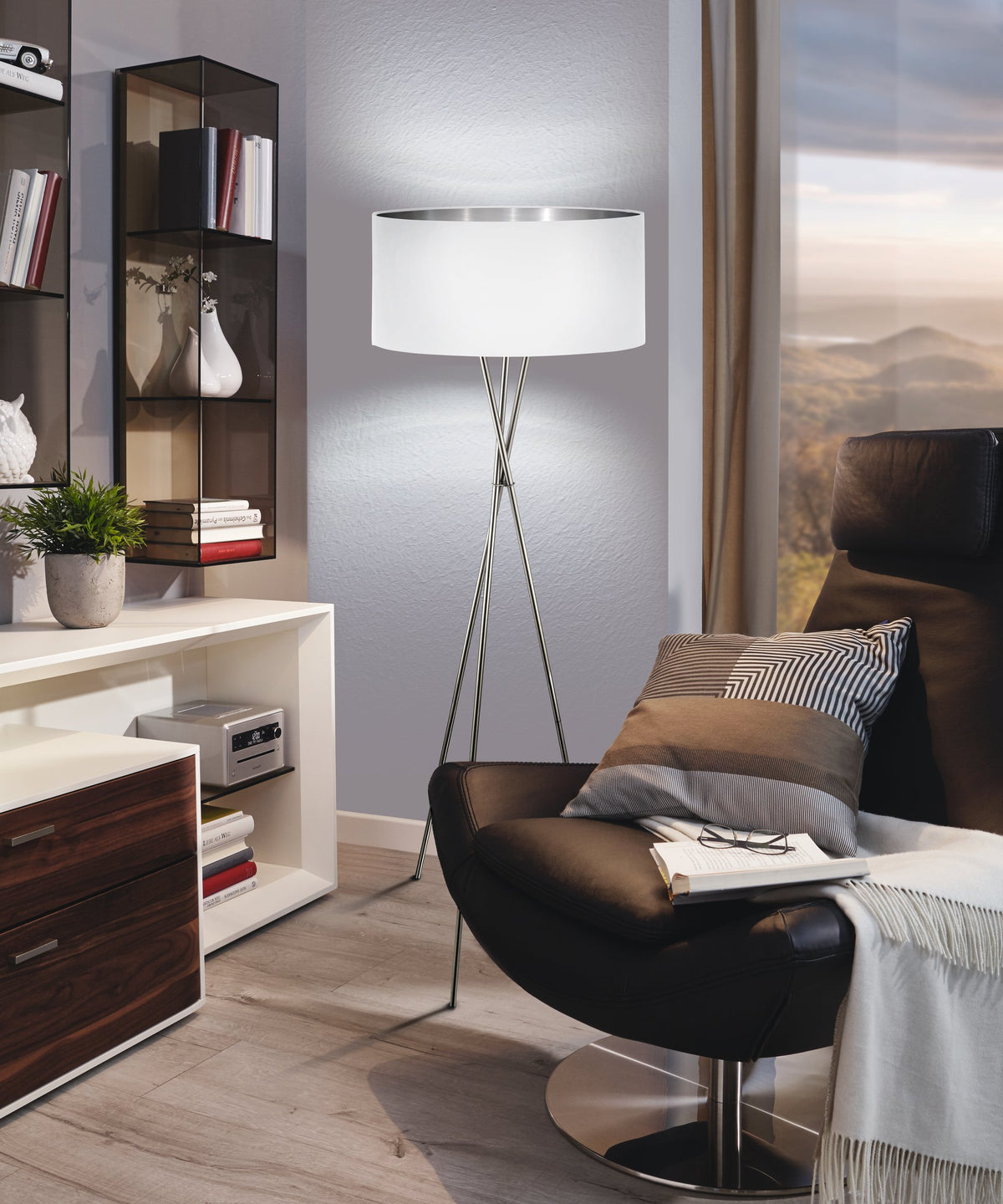 Lampadaire Fondachelli blanc, tissu