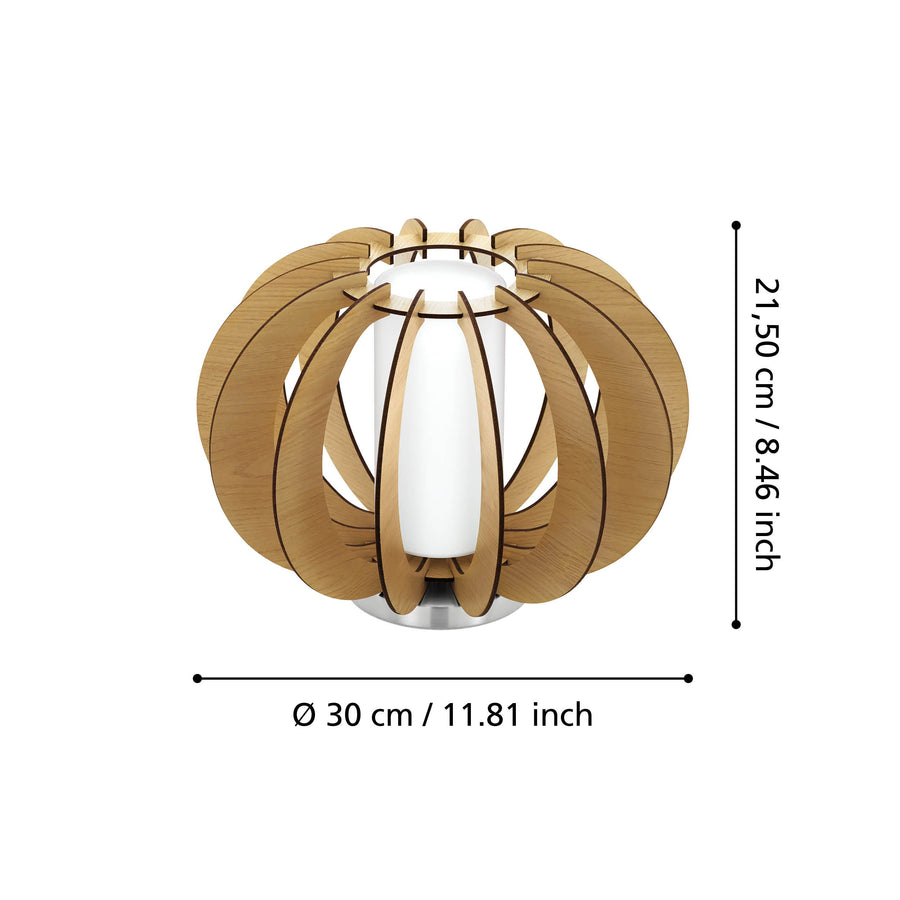 Schéma coté du luminaire indiquant une hauteur de 21,50 cm et un diamètre de 30 cm.