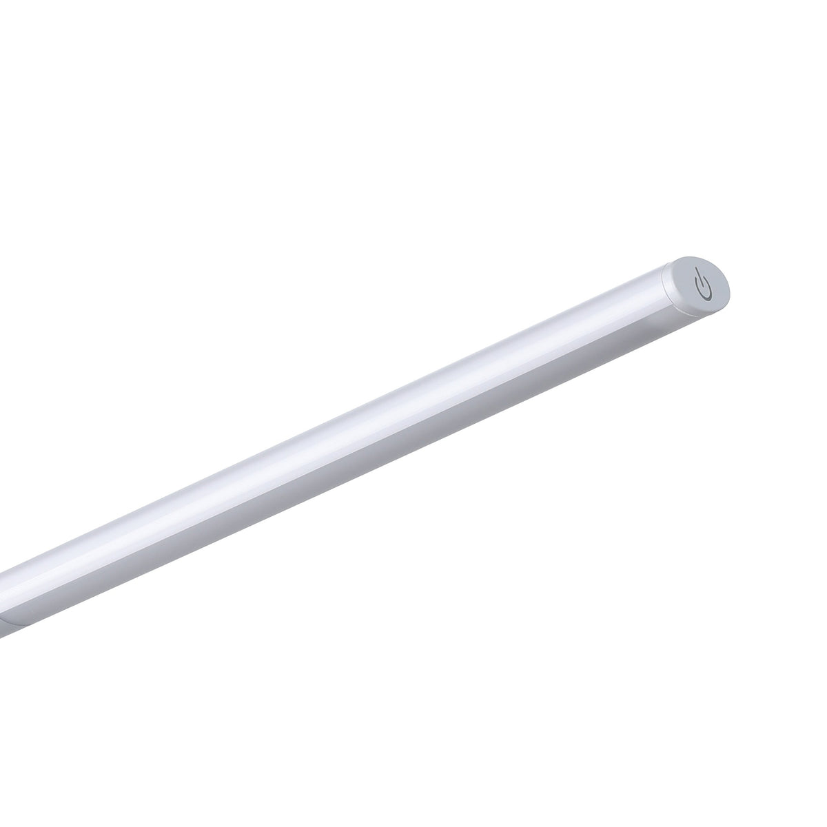 Détail du bout du tube blanc avec le bouton tactile d'allumage