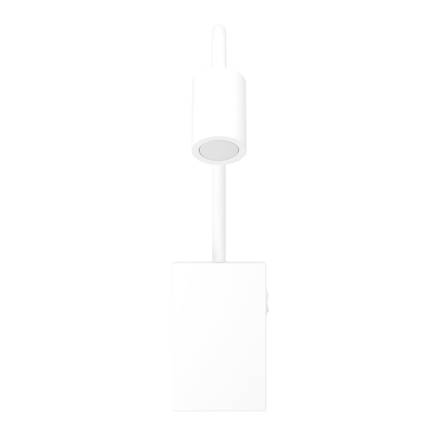 Produit de face : platine rectangulaire, bras flexible et projecteur cylindrique