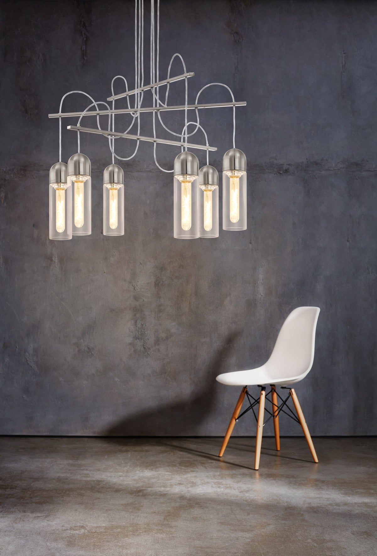 Suspension Zacharo nickel et transparente, verre