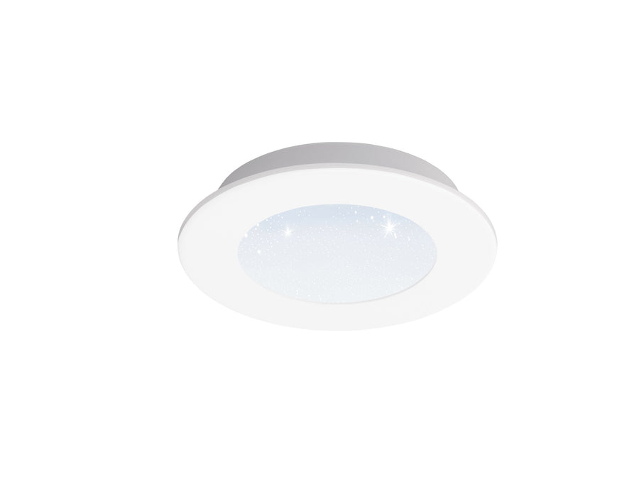 Vue rapprochée du spot allumé, lumière scintillante et halo blanc uniforme