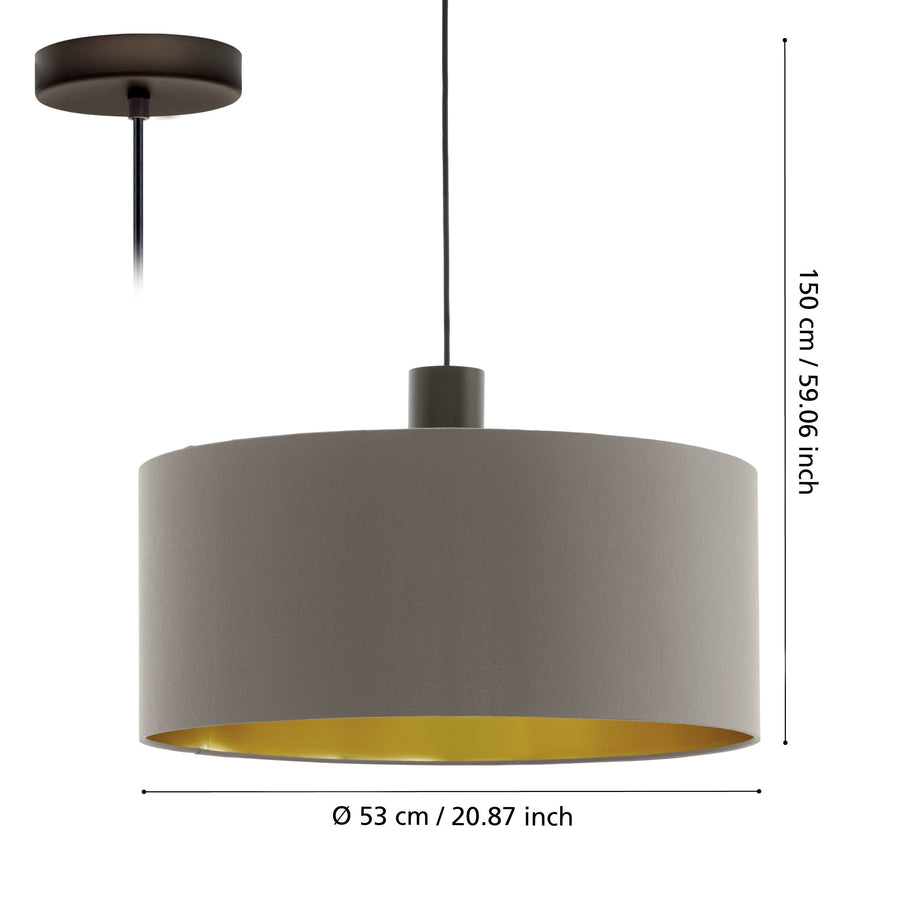 Schéma de dimensions indiquant une hauteur de 150 cm et un diamètre de 53 cm