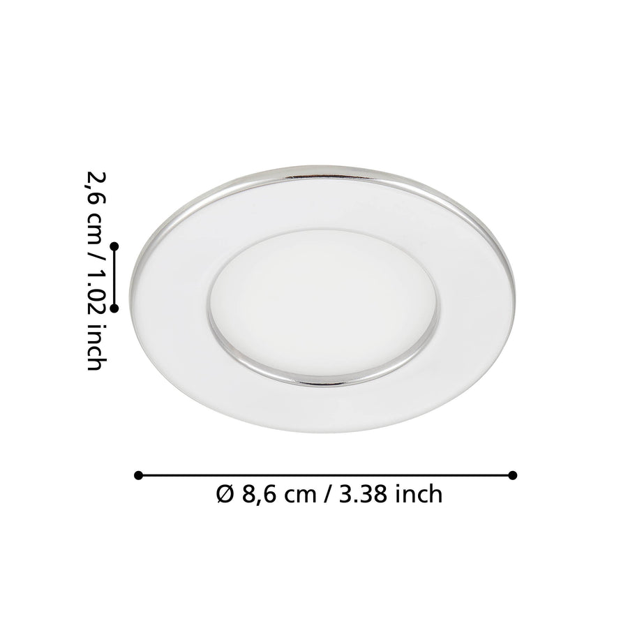 Spot encastrable Fueva 5 chromé et blanc, Ø 8,6 cm (99208)
