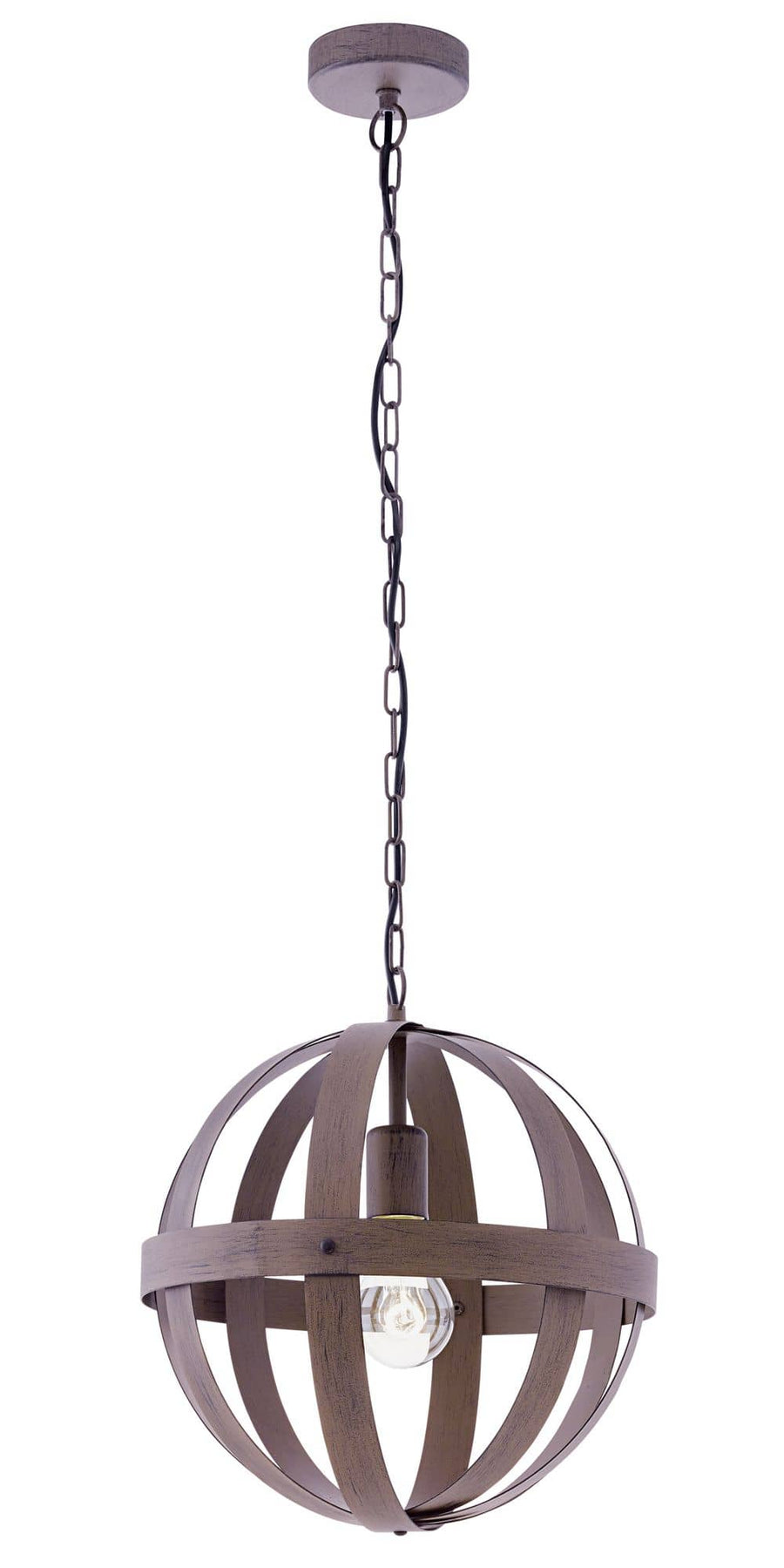 Détail rapproché de la cage sphérique et de l'ampoule claire à l'intérieur