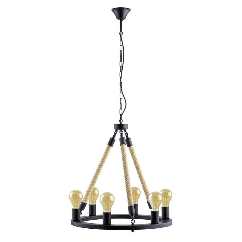 Suspension Findlay 6 lumières noire
