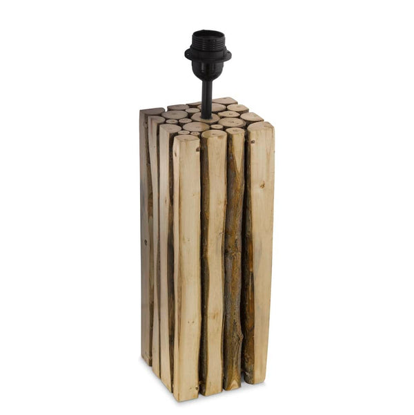 Lampe à poser Ribadeo bois et marron, H 47 cm
