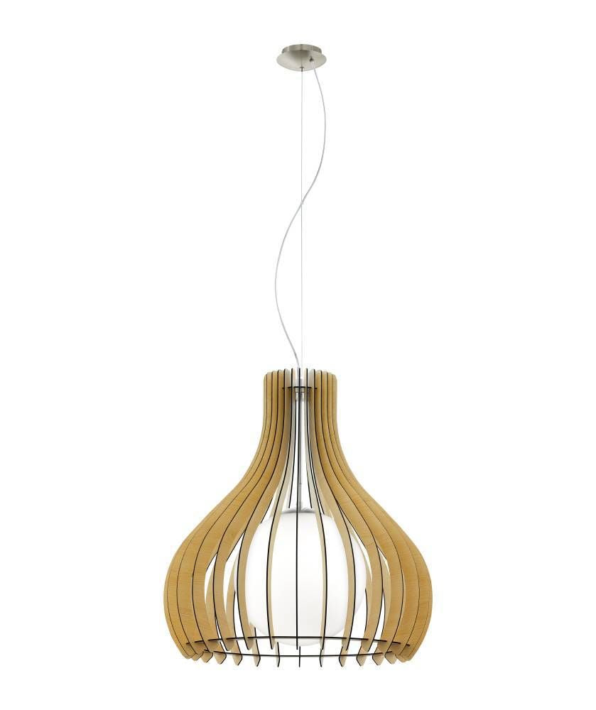 Suspension Tindori nickel satiné et blanche, Ø 60 cm